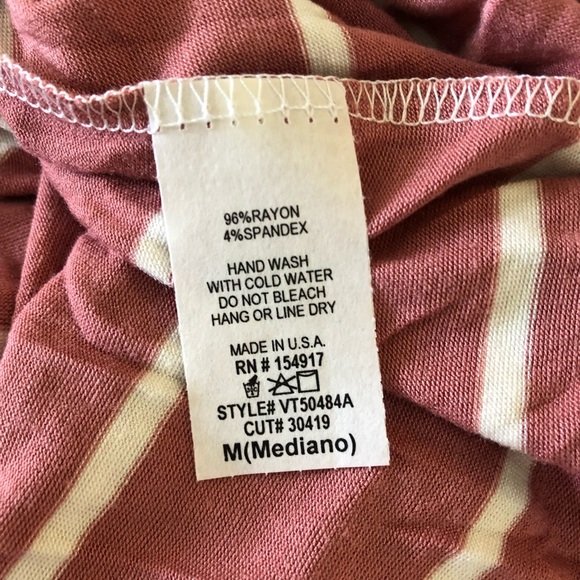 Vine & Love Pink Striped Twist Front Tee S M L - Picture 4 of 11